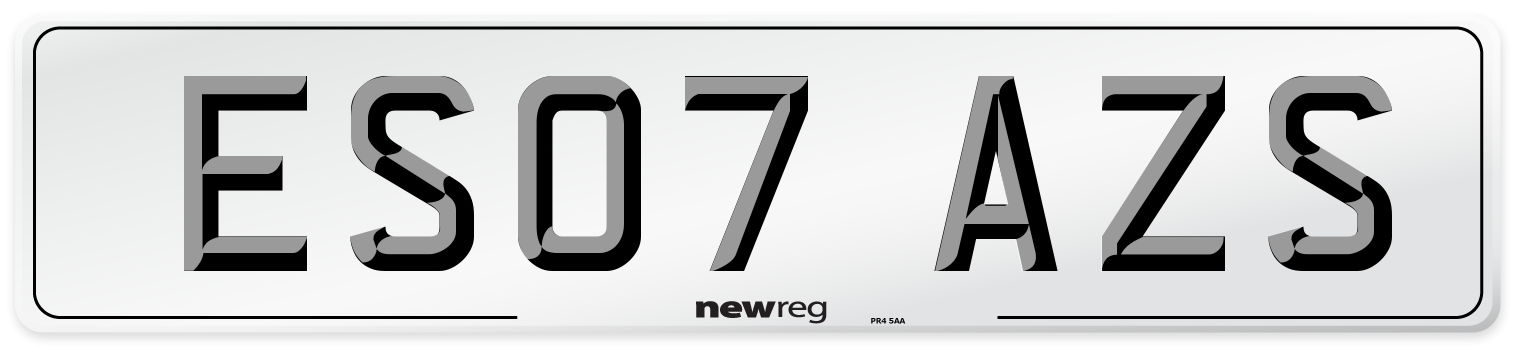 ES07 AZS Number Plate from New Reg